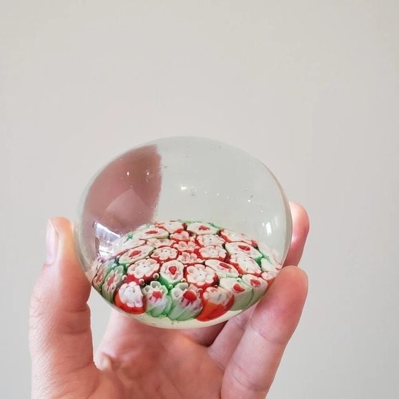 ANTIQUE Blown Glass Millefiori Paperweight Floral - Picture 4 of 13
